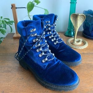 Velvet Blue Combat Boots 5.5 Dolls Kill